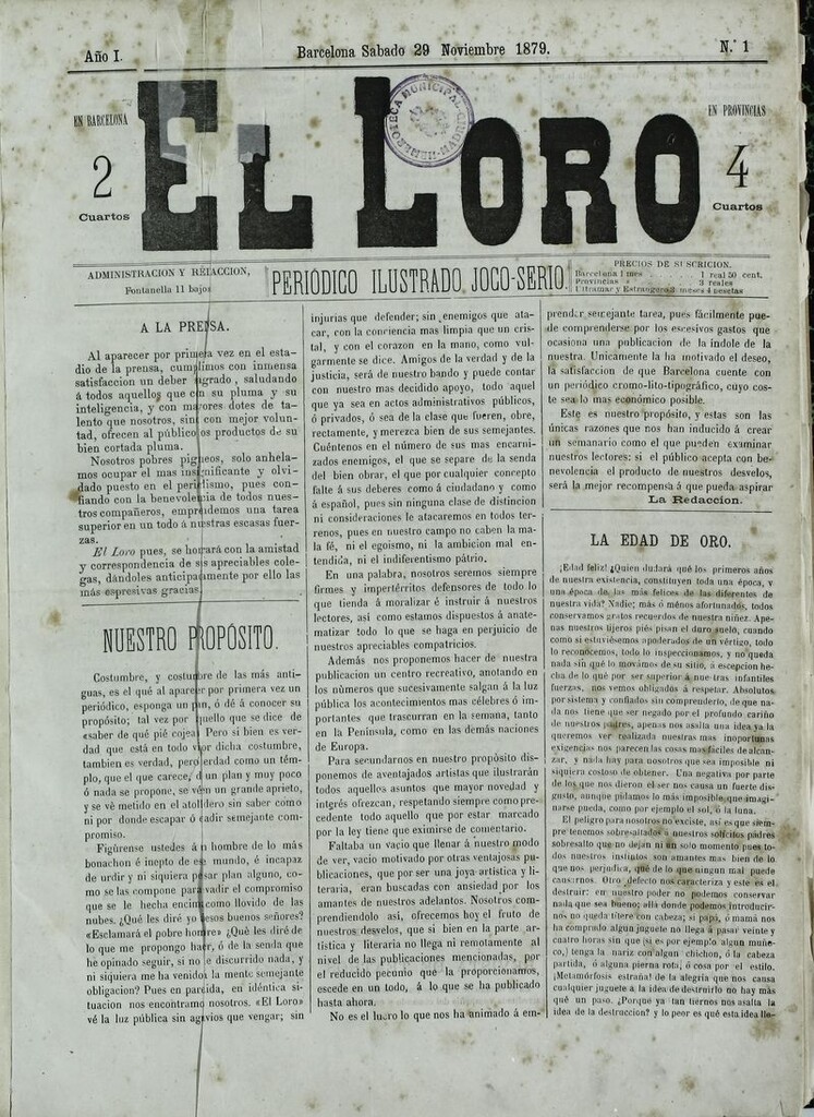 Miniatura de El Loro: periódico ilustrado joco-serio. Sábado 29 de noviembre de 1879