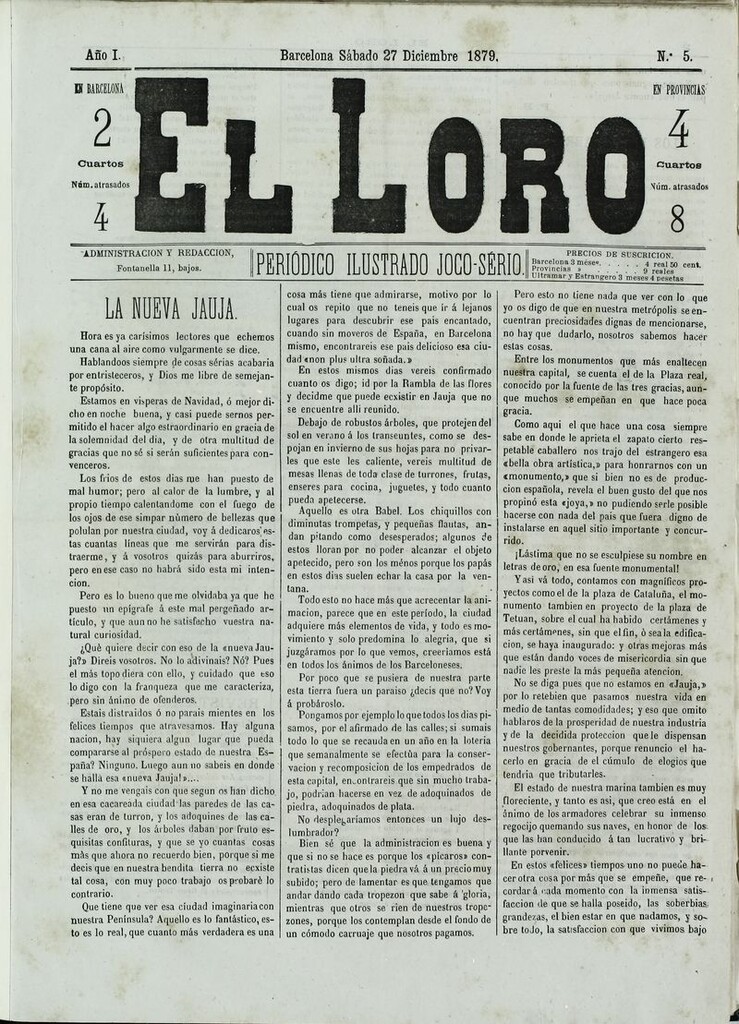 Miniatura de El Loro: periódico ilustrado joco-serio. Sábado 27 de diciembre de 1879