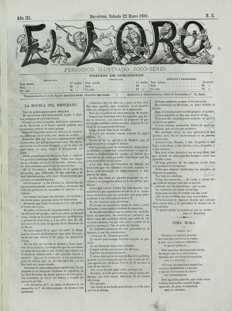 Miniatura de El Loro: periódico ilustrado joco-serio. Sábado 22 de enero de 1881