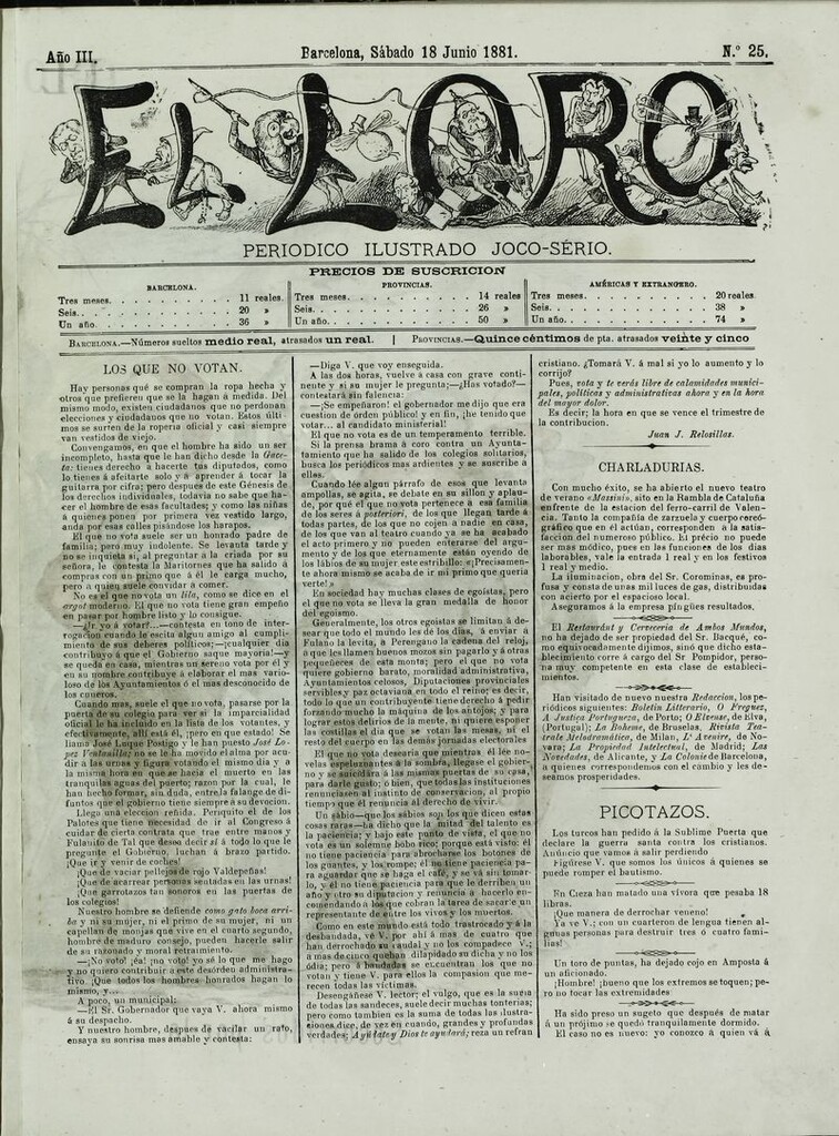 Miniatura de El Loro: periódico ilustrado joco-serio. Sábado 18 de junio 1881