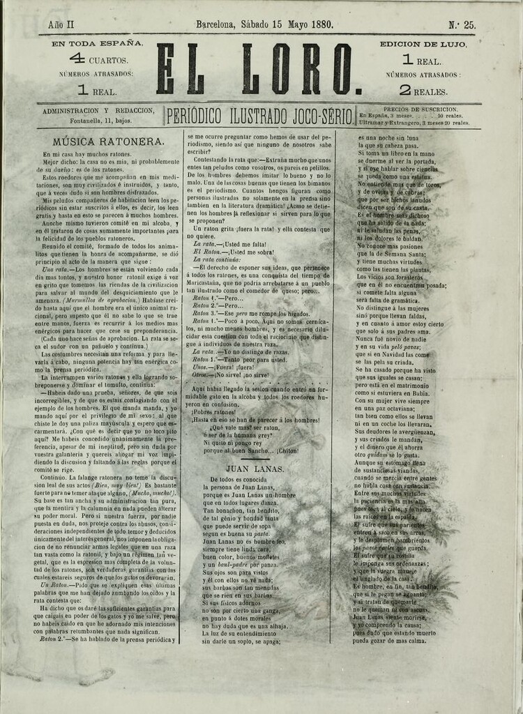 Miniatura de El Loro: periódico ilustrado joco-serio. Sábado 15 de mayo de 1880