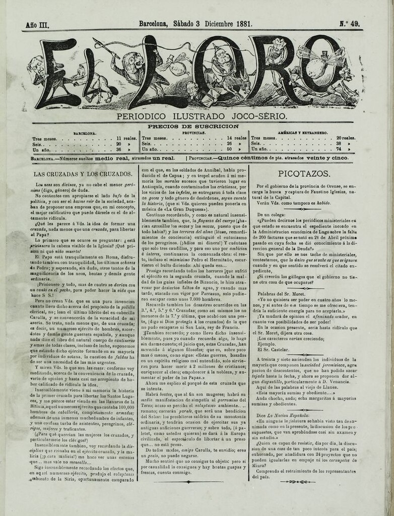 Miniatura de El Loro: periódico ilustrado joco-serio. Sábado 3 de diciembre 1881