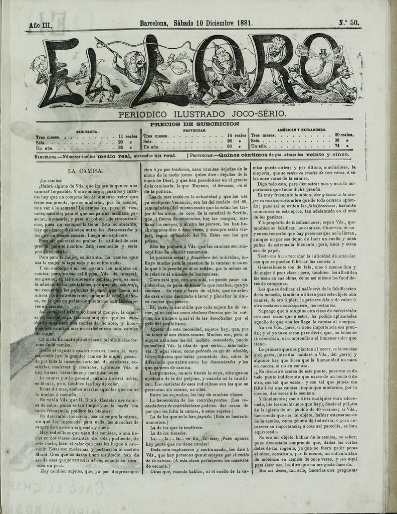 Miniatura de El Loro: periódico ilustrado joco-serio. Sábado 10 de diciembre 1881