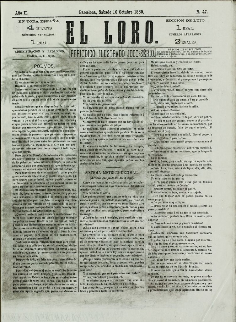 Miniatura de El Loro: periódico ilustrado joco-serio. Sábado 16 de octubre de 1880