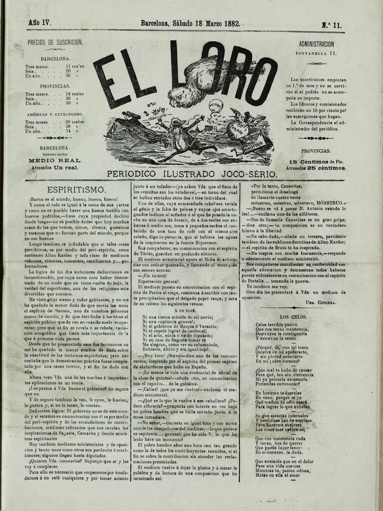 Miniatura de El Loro: periódico ilustrado joco-serio. Sábado 18 de marzo 1882