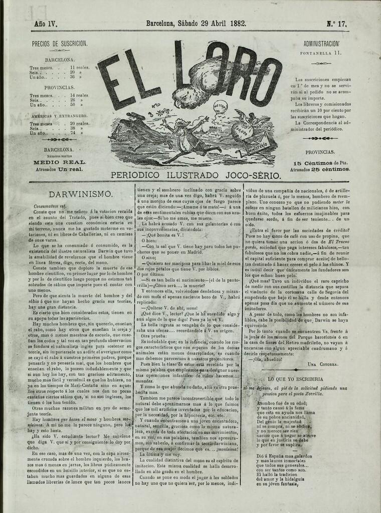 Miniatura de El Loro: periódico ilustrado joco-serio. Sábado 29 de abril 1882