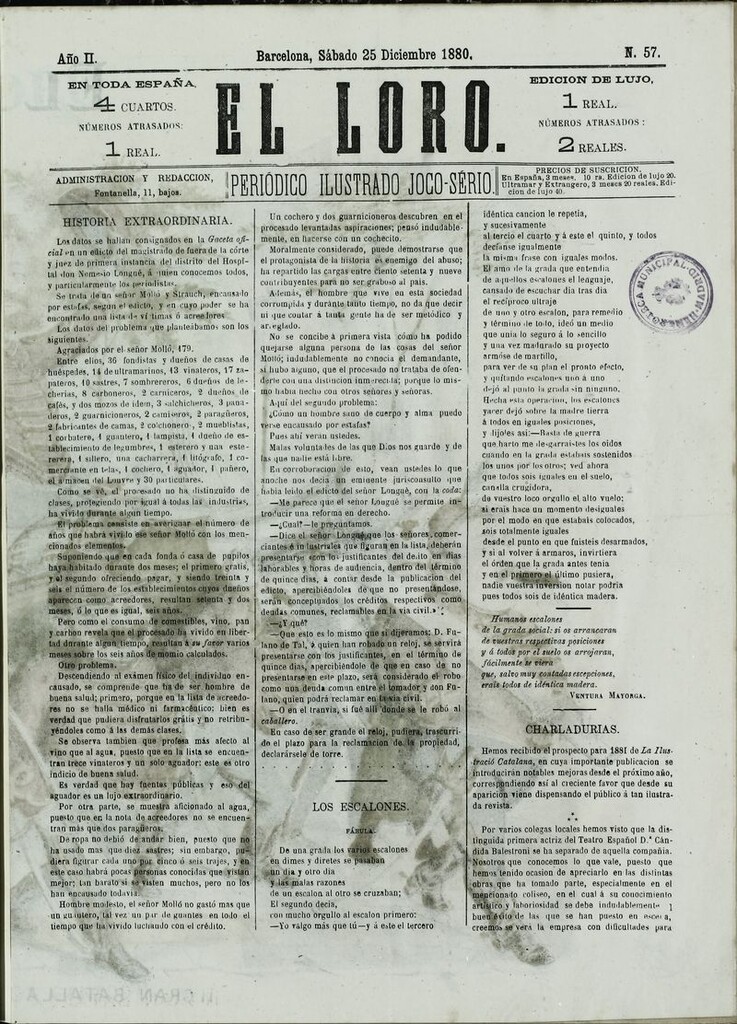 Miniatura de El Loro: periódico ilustrado joco-serio. Sábado 25 de diciembre de 1880