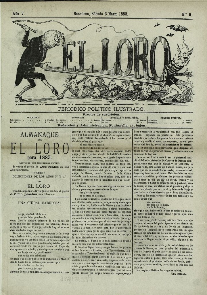 Miniatura de El Loro: periódico ilustrado joco-serio. Sábado 3 de marzo 1883
