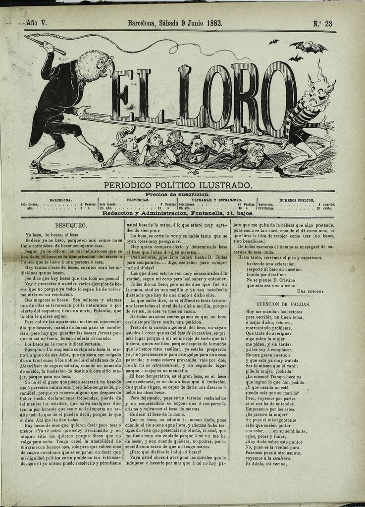 Miniatura de El Loro: periódico ilustrado joco-serio. Sábado 9 de junio 1883