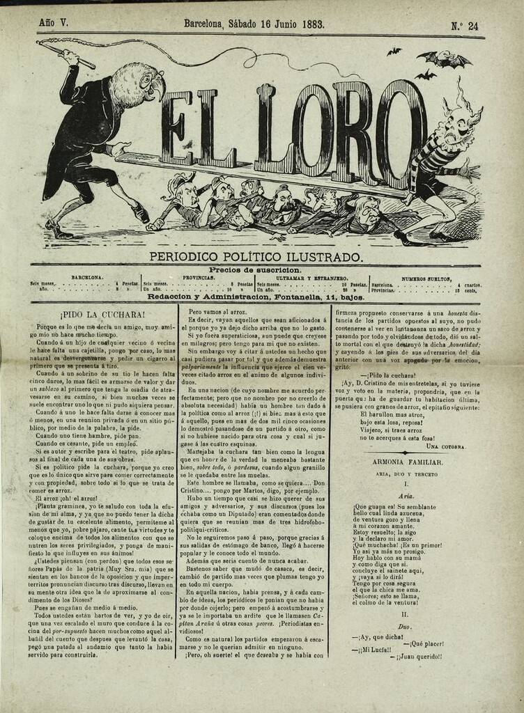 Miniatura de El Loro: periódico ilustrado joco-serio. Sábado 16 de junio 1883
