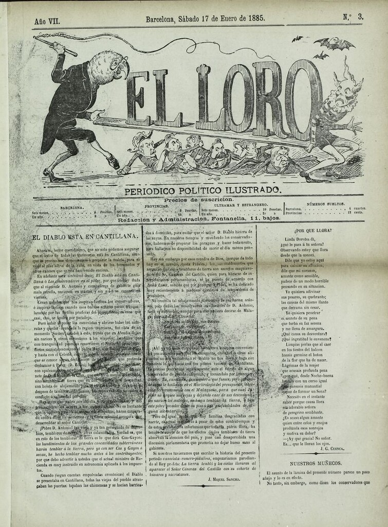 Miniatura de El Loro: periódico ilustrado joco-serio. Sábado 17 de enero de 1885