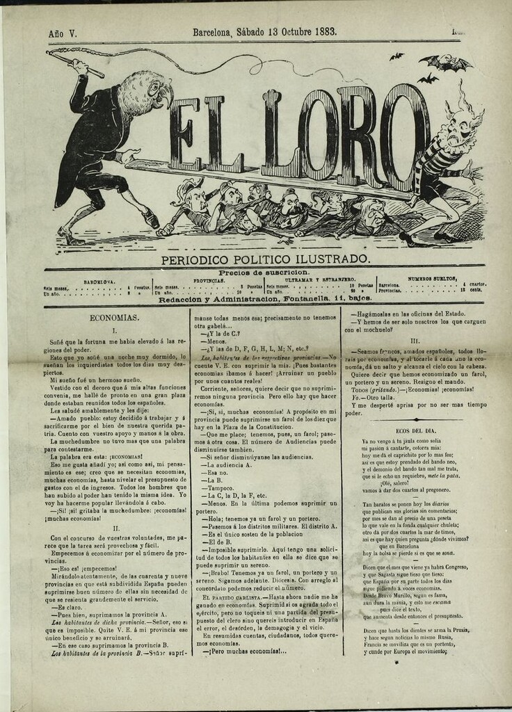 Miniatura de El Loro: periódico ilustrado joco-serio. Sábado 13 de octubre 1883