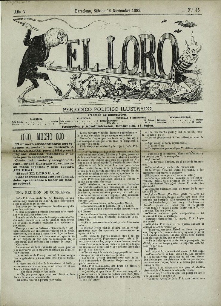 Miniatura de El Loro: periódico ilustrado joco-serio. Sábado 10 de noviembre 1883