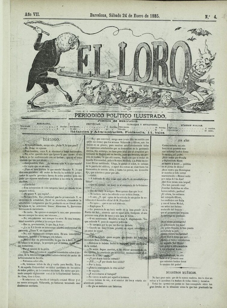 Miniatura de El Loro: periódico ilustrado joco-serio. Sábado 24 de enero de 1885