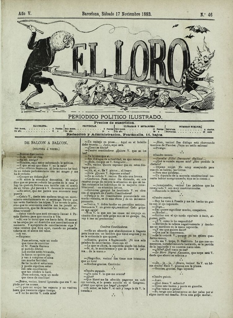 Miniatura de El Loro: periódico ilustrado joco-serio. Sábado 17 de noviembre 1883