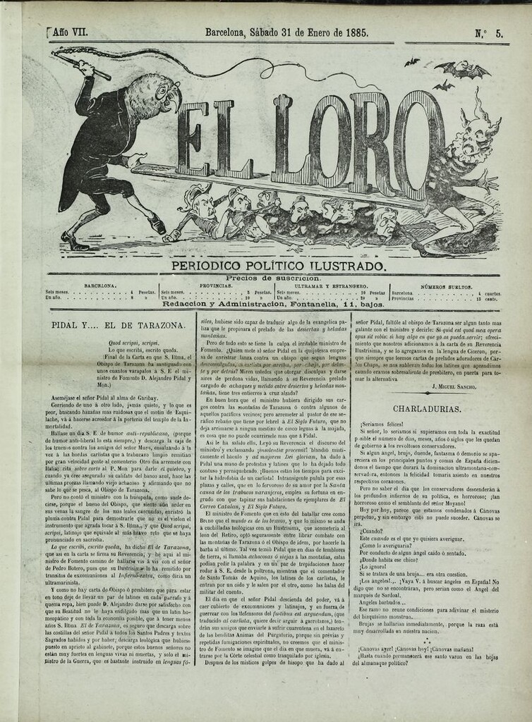 Miniatura de El Loro: periódico ilustrado joco-serio. Sábado 31 de enero de 1885