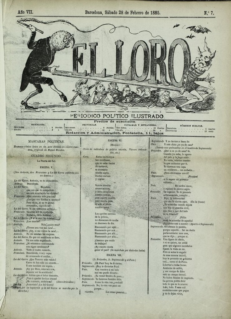 Miniatura de El Loro: periódico ilustrado joco-serio. Sábado 28 de febrero de 1885