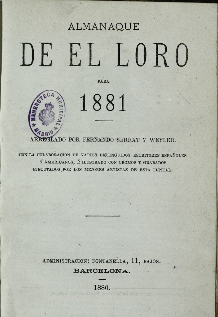 Miniatura de El Loro: periódico ilustrado joco-serio. Almanaque para 1882.
