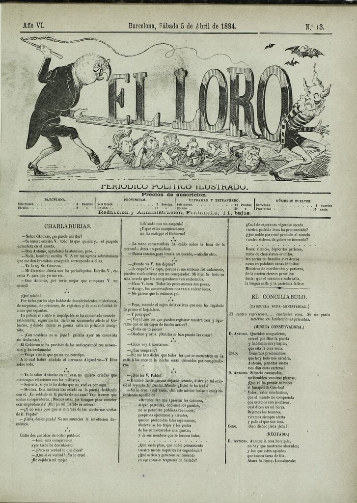 Miniatura de El Loro: periódico ilustrado joco-serio. Sábado 5 de abril de 1884
