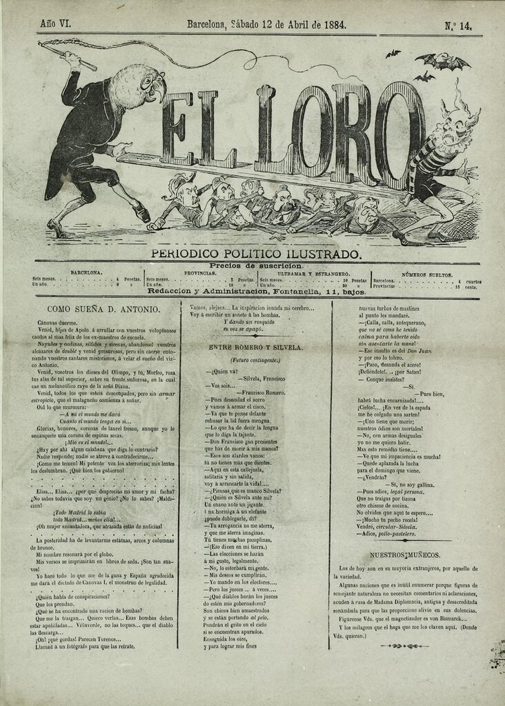 Miniatura de El Loro: periódico ilustrado joco-serio. Sábado 12 de abril de 1884