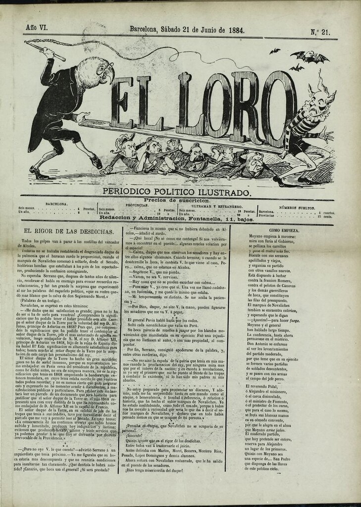 Miniatura de El Loro: periódico ilustrado joco-serio. Sábado 21 de junio de 1884