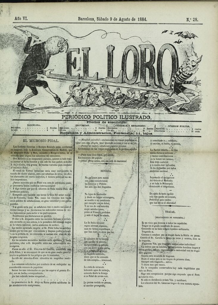 Miniatura de El Loro: periódico ilustrado joco-serio. Sábado 9 de agosto de 1884