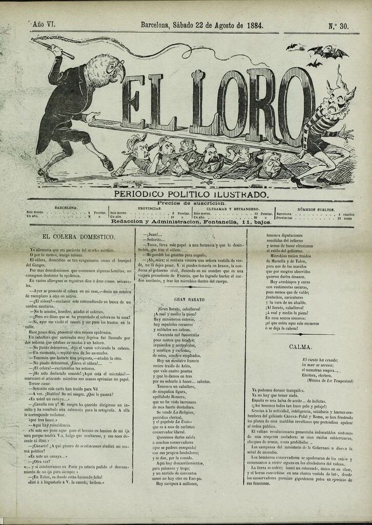 Miniatura de El Loro: periódico ilustrado joco-serio. Sábado 22 de agosto de 1884
