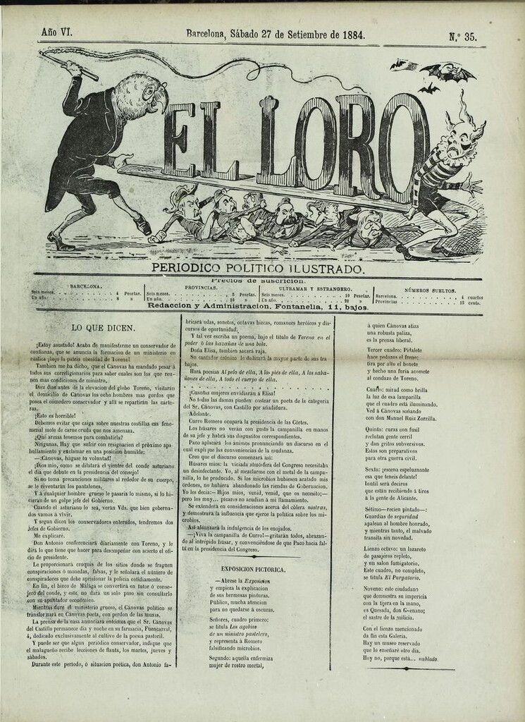 Miniatura de El Loro: periódico ilustrado joco-serio. Sábado 27 de septiembre de 1884