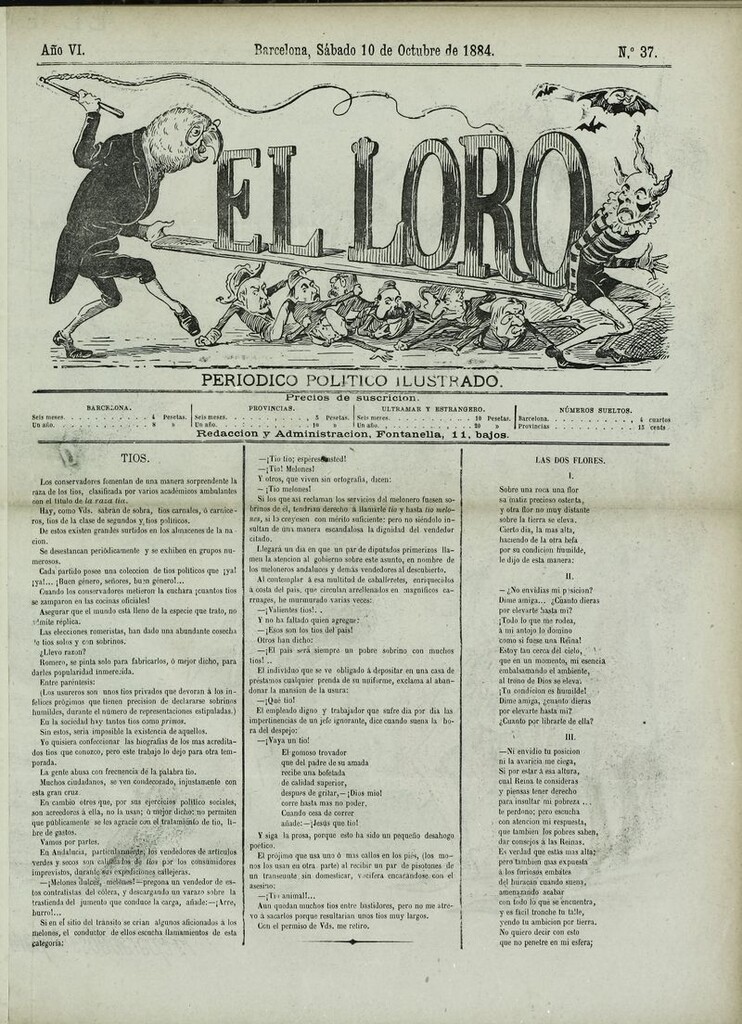 Miniatura de El Loro: periódico ilustrado joco-serio. Sábado 10 de octubre de 1884