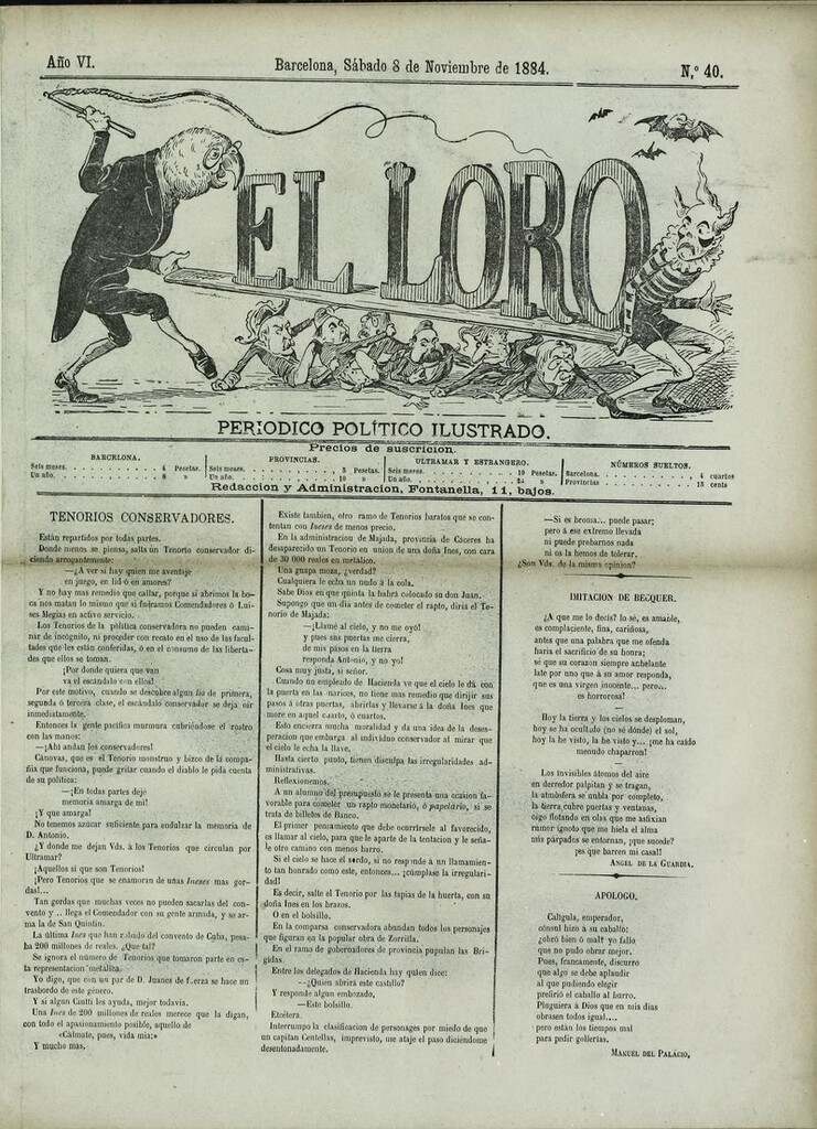 Miniatura de El Loro: periódico ilustrado joco-serio. Sábado 8 de noviembre de 1884