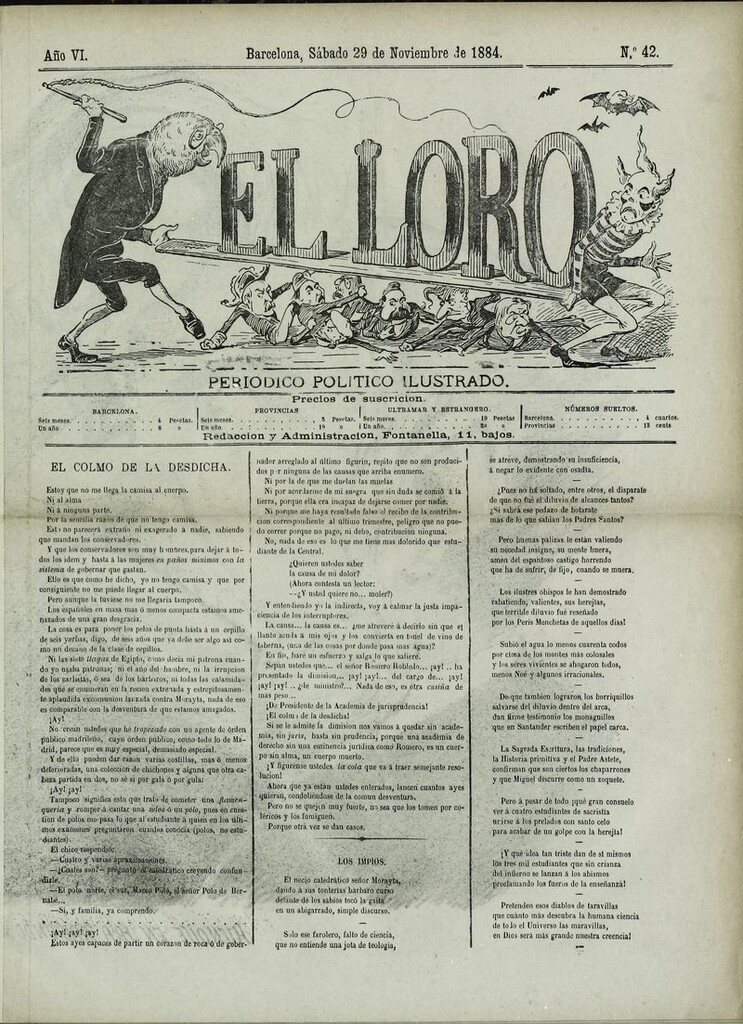 Miniatura de El Loro: periódico ilustrado joco-serio. Sábado 29 de noviembre de 1884