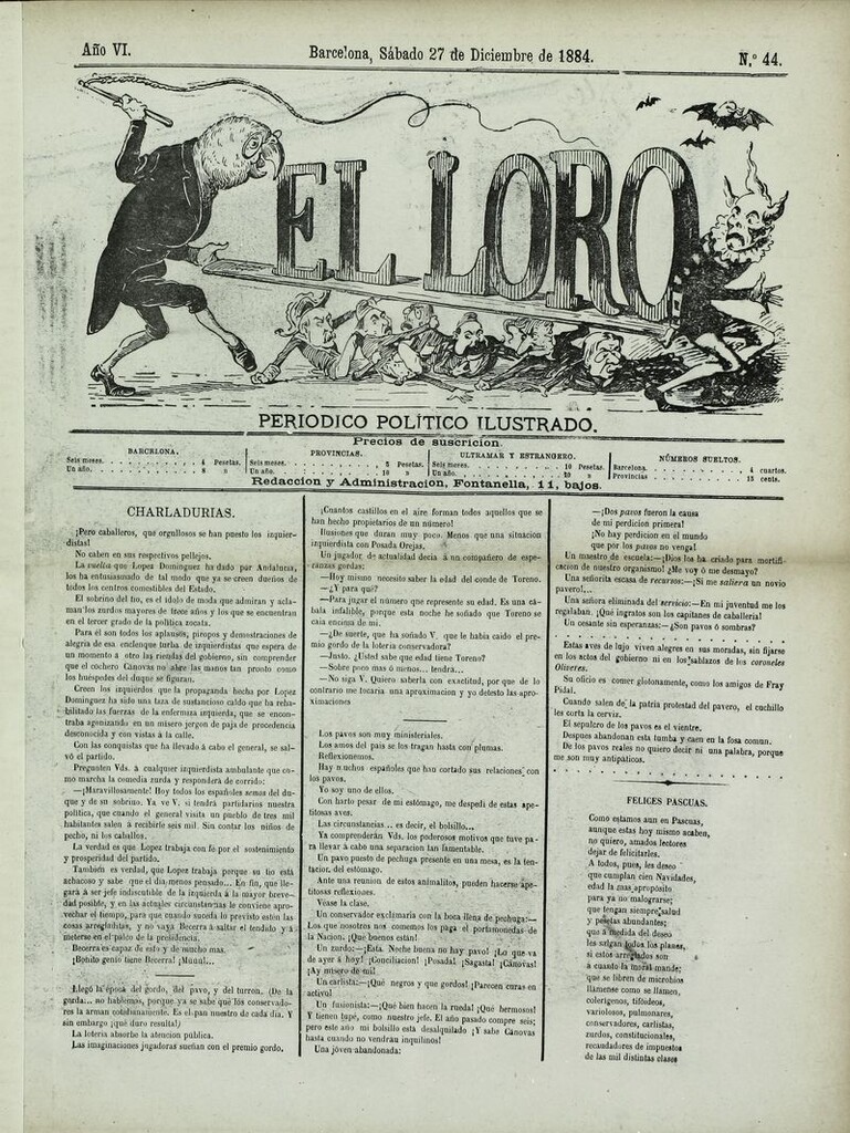 Miniatura de El Loro: periódico ilustrado joco-serio. 27 de diciembre de 1884