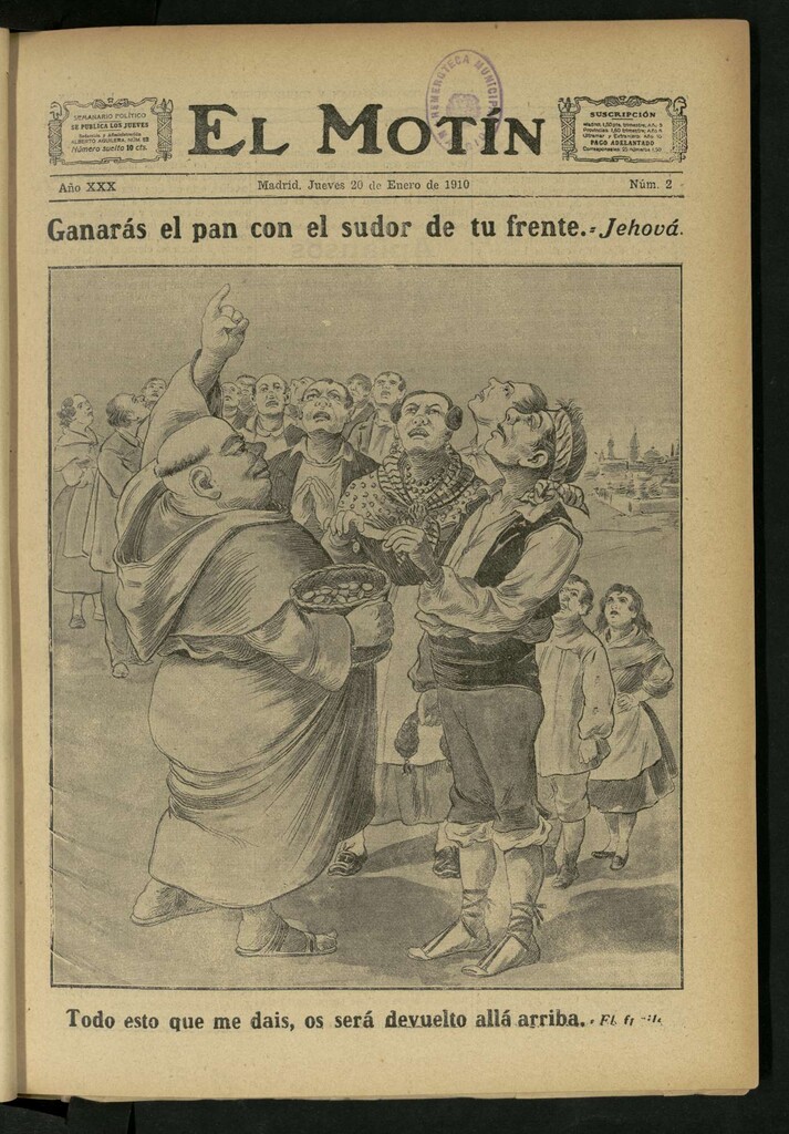 Miniatura de El Motín: periódico satírico semanal del Jueves 20 de Enero de 1910