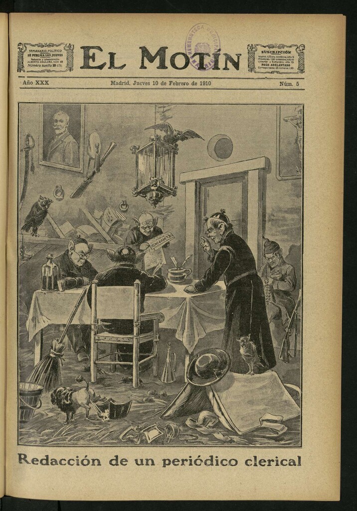 Miniatura de El Motín: periódico satírico semanal del Jueves 10 de Febrero de 1910