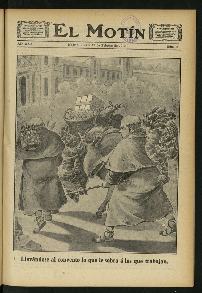 Miniatura de El Motín: periódico satírico semanal del Jueves 17 de Febrero de 1910