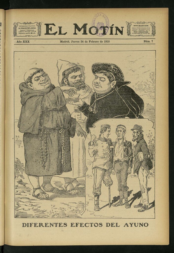 Miniatura de El Motín: periódico satírico semanal del Jueves 24 de Febrero de 1910