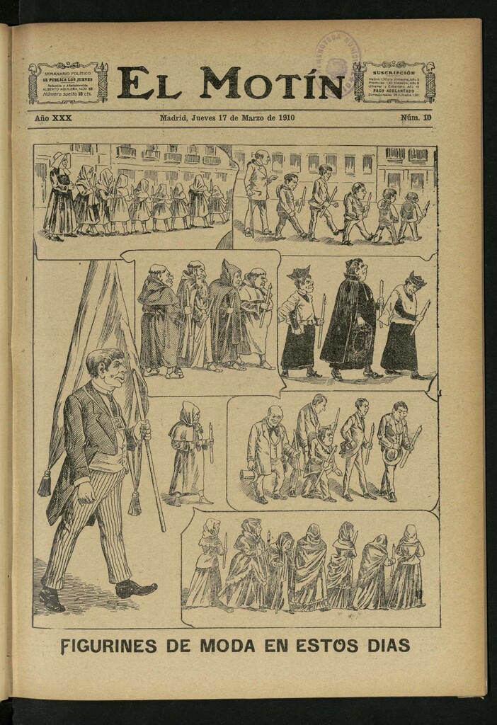 Miniatura de El Motín: periódico satírico semanal del Jueves 17 de Marzo de 1910