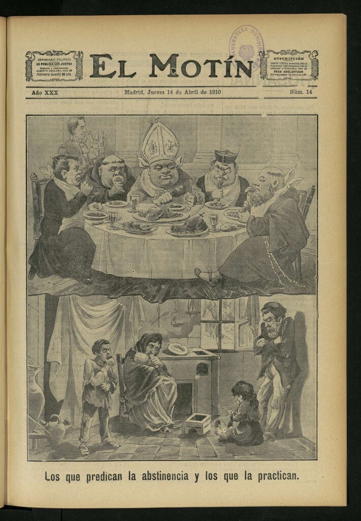 Miniatura de El Motín: periódico satírico semanal del Jueves 14 de Abril de 1910