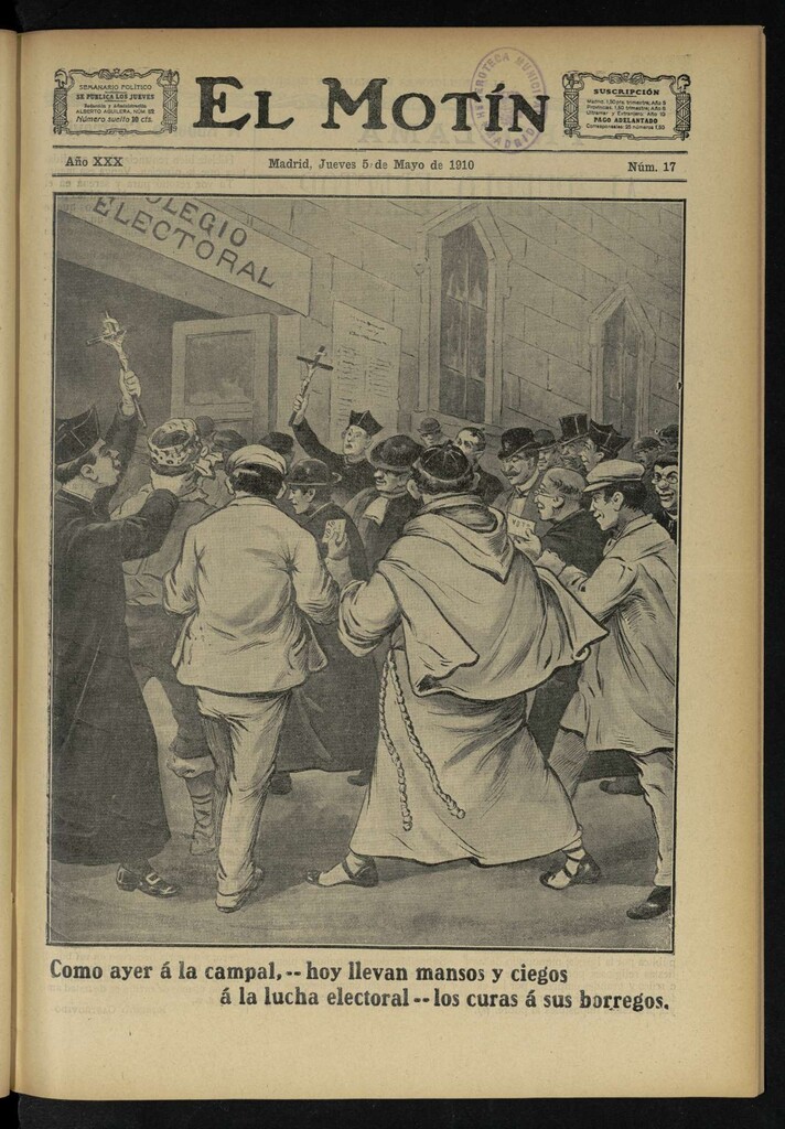 Miniatura de El Motín: periódico satírico semanal del Jueves 5 de MAyo de 1910