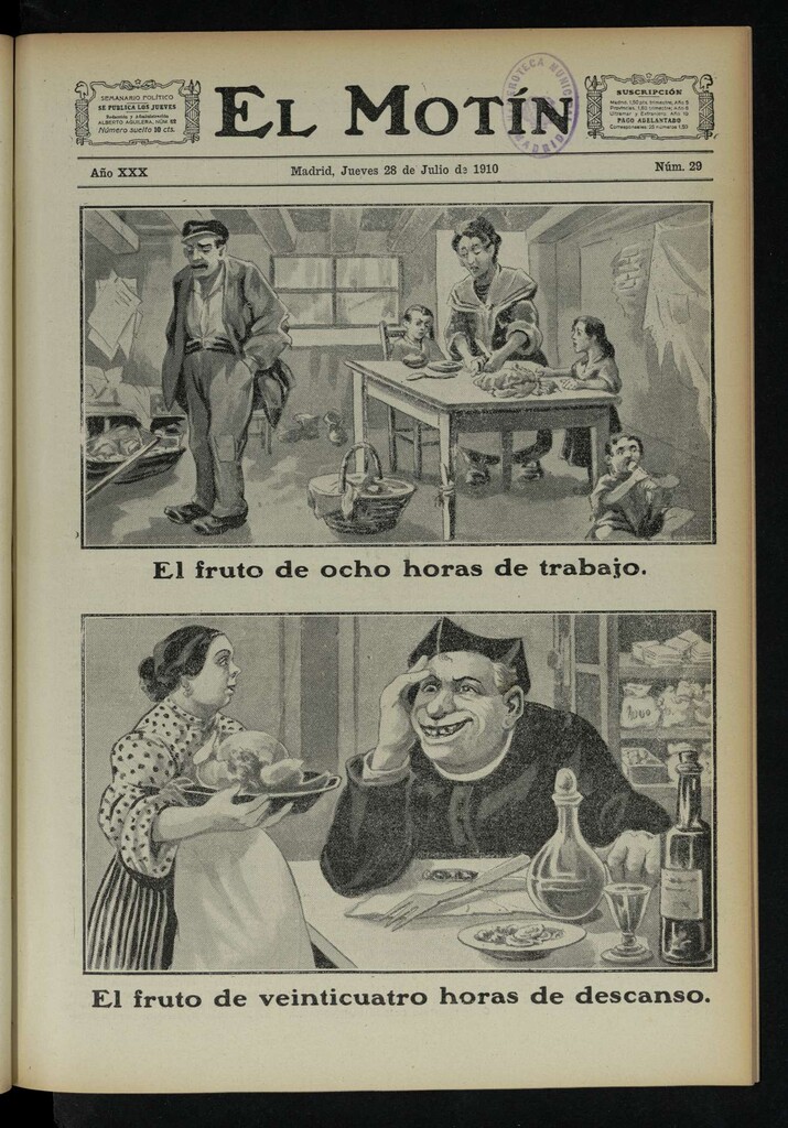 Miniatura de El Motín: periódico satírico semanal del Jueves 28 de Julio de 1910
