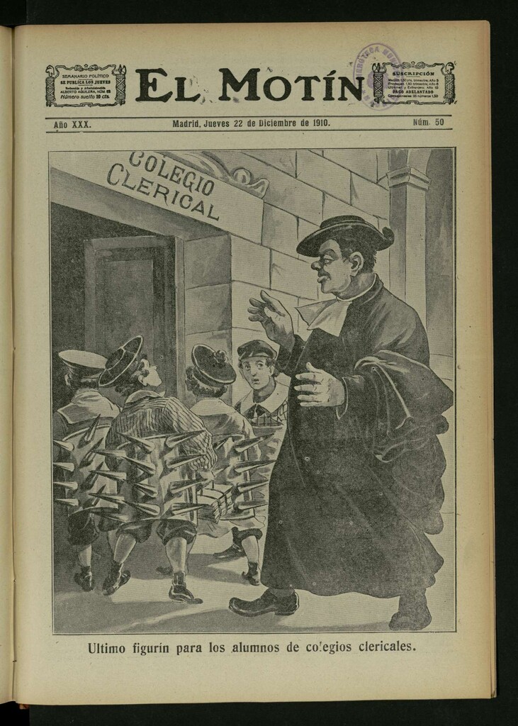 Miniatura de El Motín: periódico satírico semanal del Jueves 22 de Diciembre de 1910