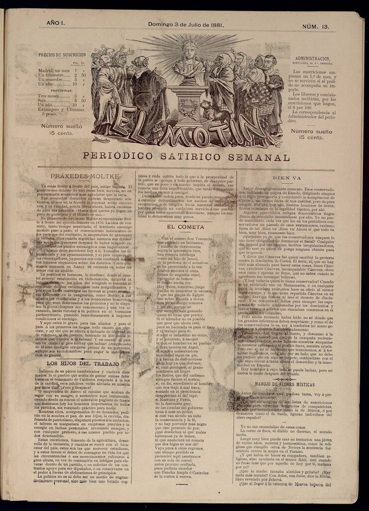 Miniatura de El Motín: periódico satírico semanal del domingo 3 de julio de 1881