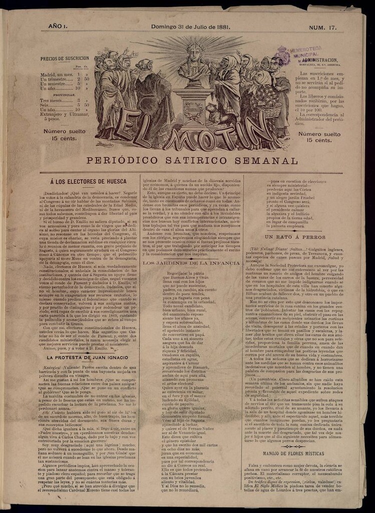 Miniatura de El Motín: periódico satírico semanal del domingo 31 de julio de 1881