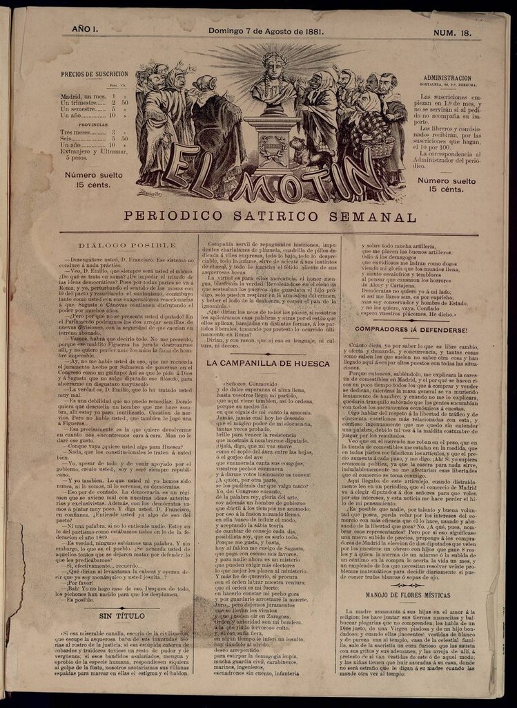 Miniatura de El Motín: periódico satírico semanal del domingo 7 de agosto de 1881