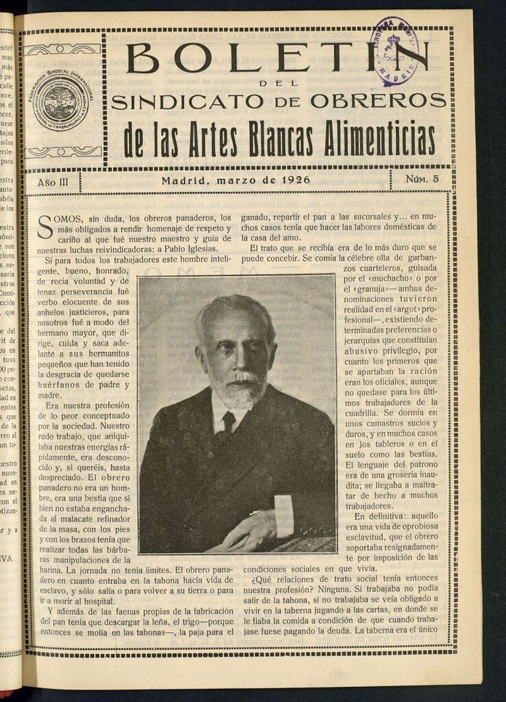 Miniatura de Boletín del Sindicato de Obreros de las Artes Blancas Alimenticias de marzo de 1926