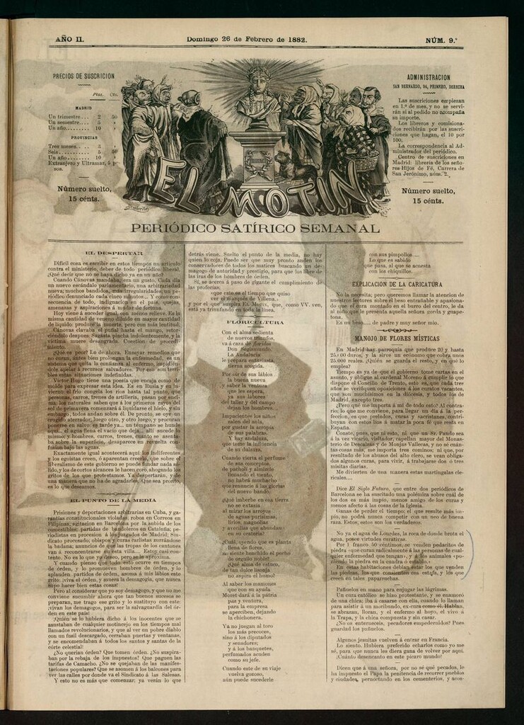Miniatura de El Motín: periódico satírico semanal del domingo 26 de febrero de 1882