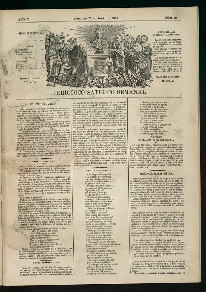 Miniatura de El Motín: periódico satírico semanal del domingo 25 de junio de 1882