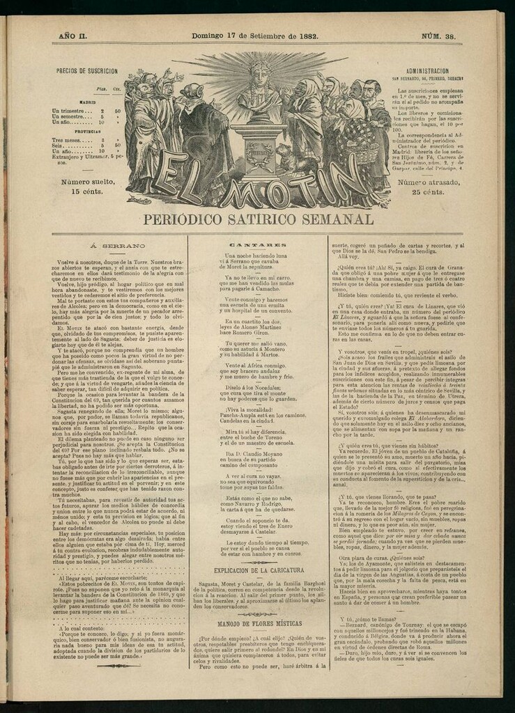 Miniatura de El Motín: periódico satírico semanal del domingo 17 de septiembre de 1882