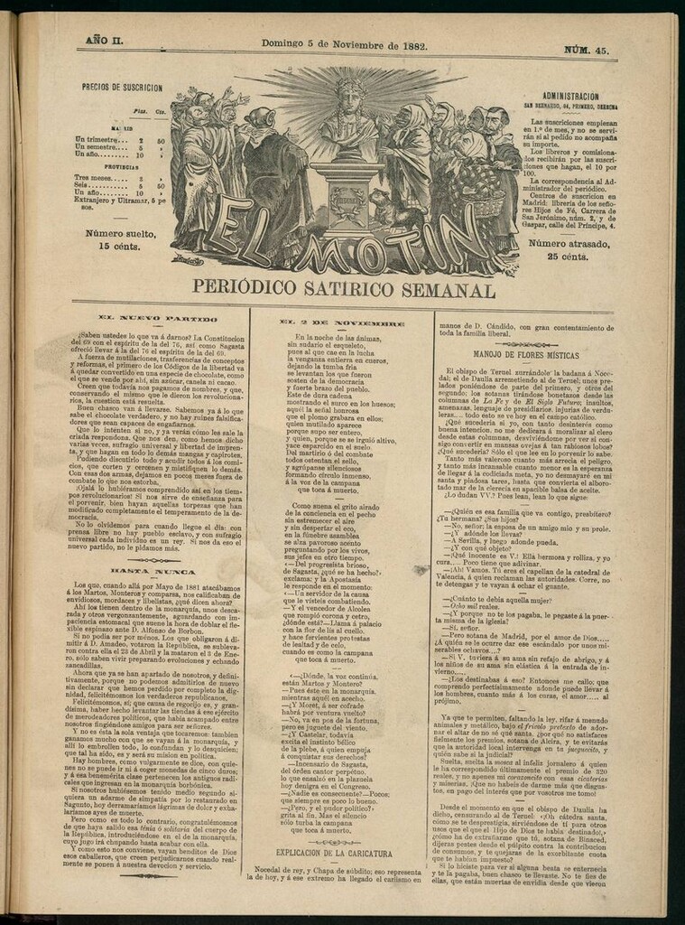 Miniatura de El Motín: periódico satírico semanal del domingo 5 de noviembre de 1882