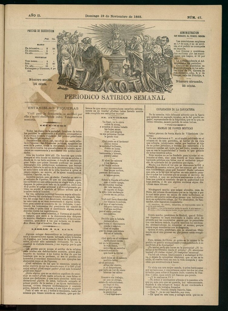 Miniatura de El Motín: periódico satírico semanal del domingo 19 de noviembre de 1882